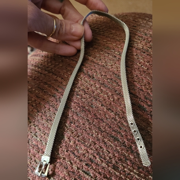 Vintage Silver Mesh Buckle Choker Necklace Perfect Condition. Waterproof - Picture 2 of 7